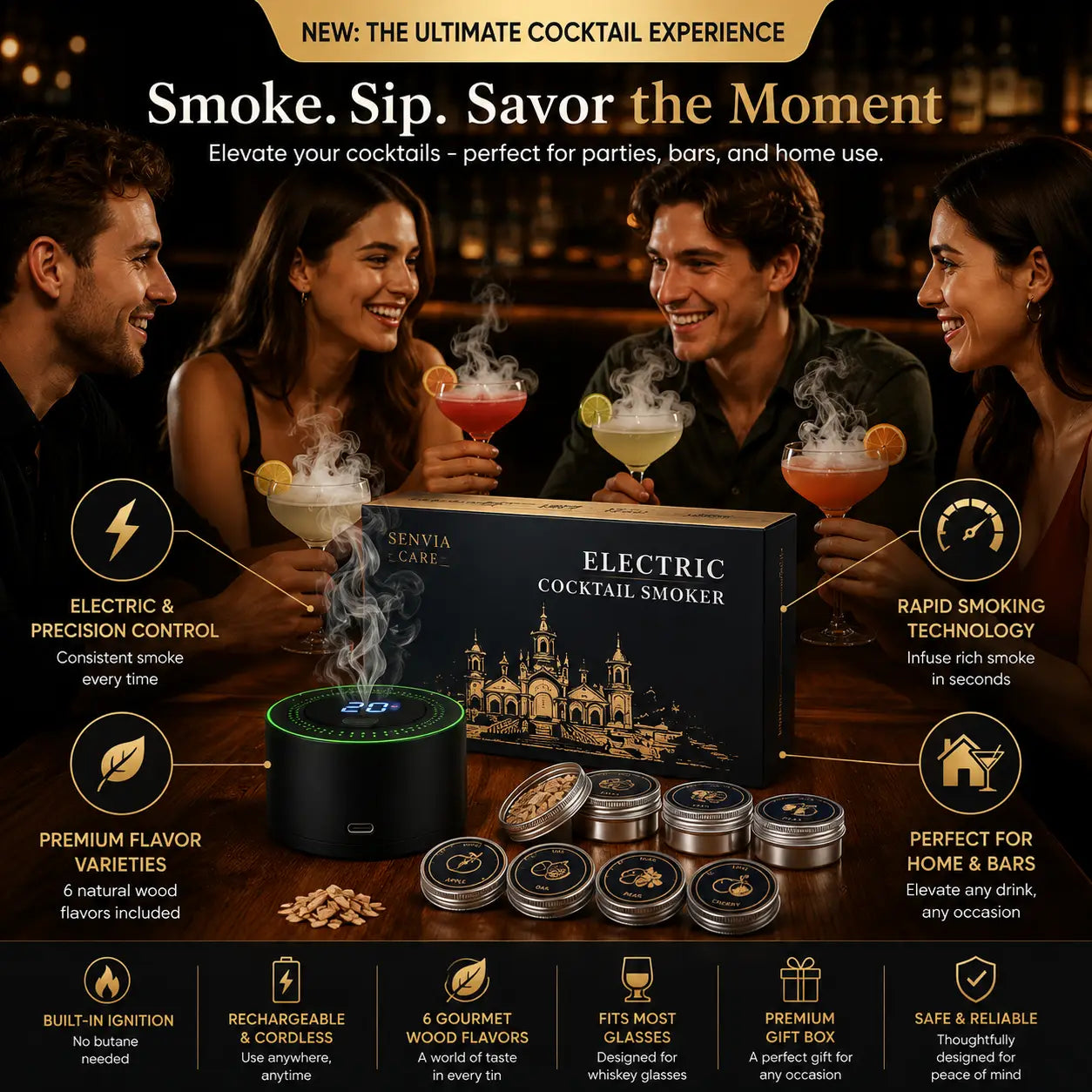 Electric Whiskey Smoker Kit - Rechargeable